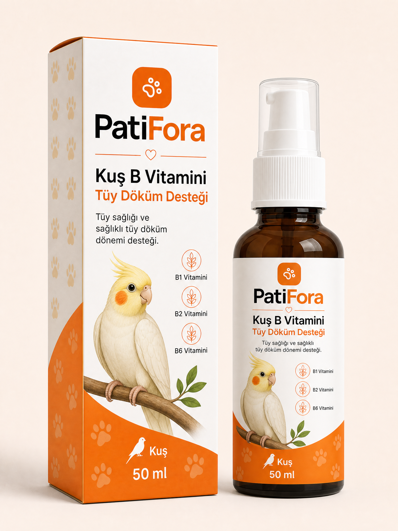 PatiFora Bird B-Vitamin & Molting Support - 50 ml premium 3D packaging