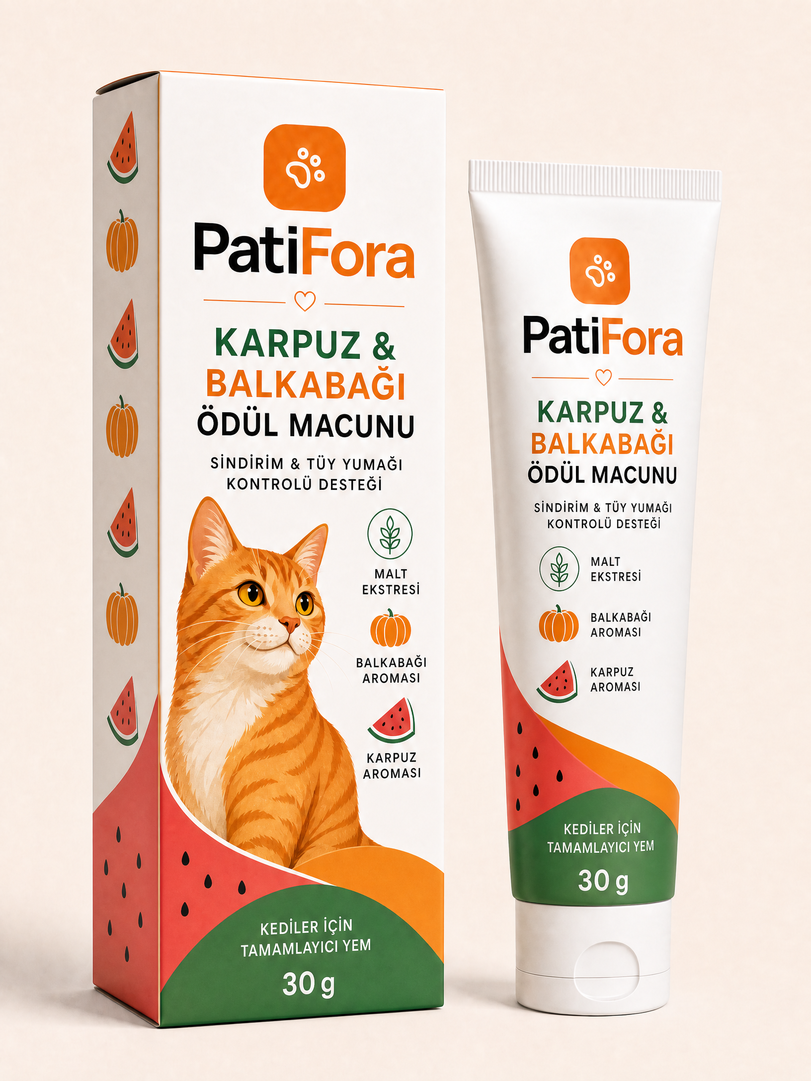 PatiFora Ödül Paste Karpuz & Balkabagi Kutusuz premium 3D packaging