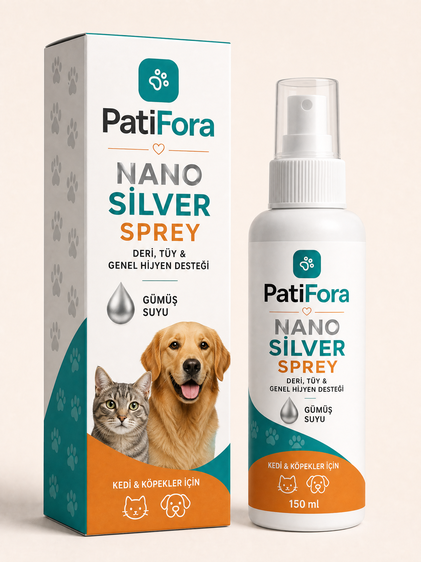 PatiFora Nano Silver Spray for Pets - 150 ml premium 3D packaging
