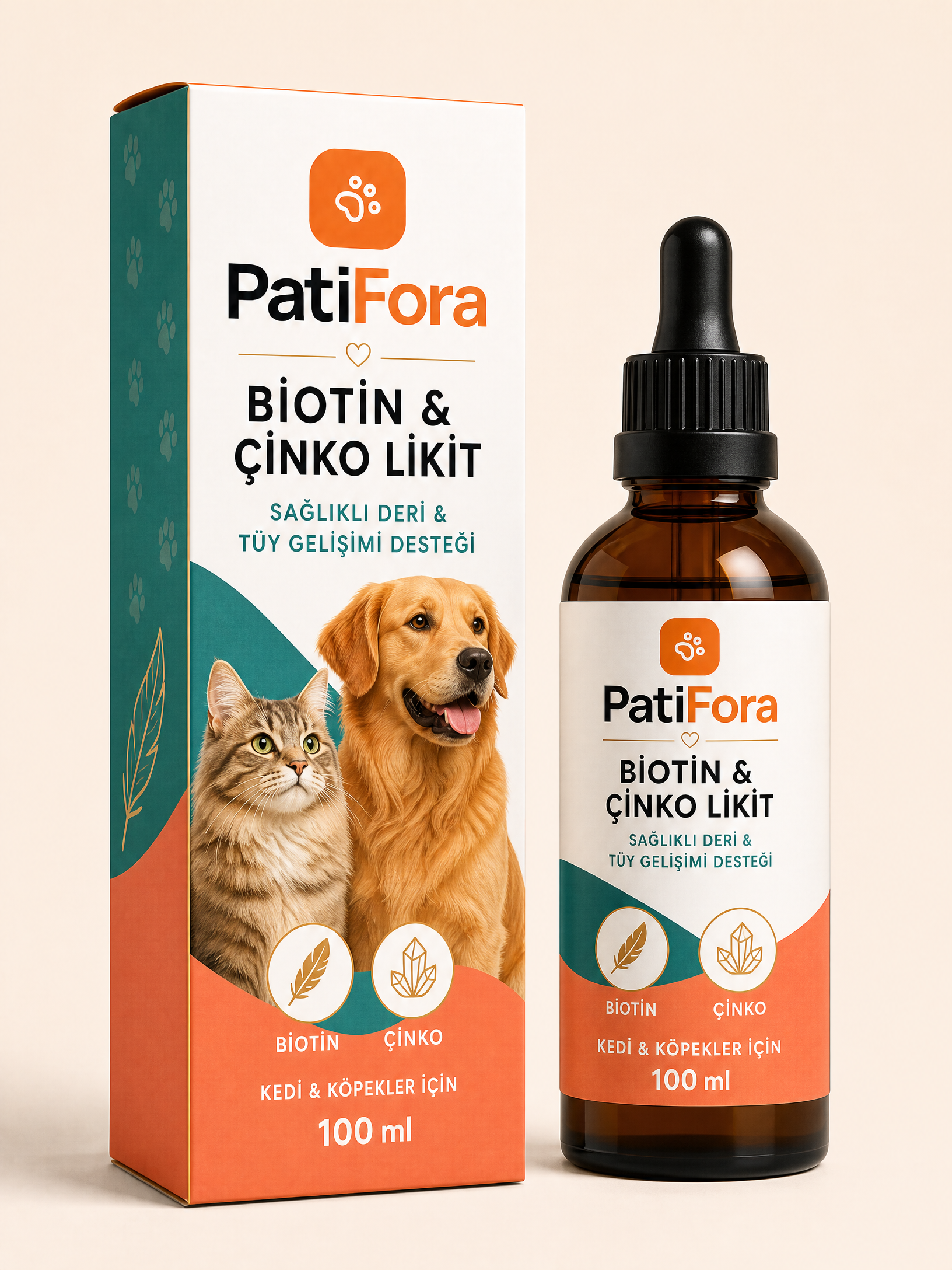 PatiFora Biotin & Skin Support for Köpek premium 3D packaging