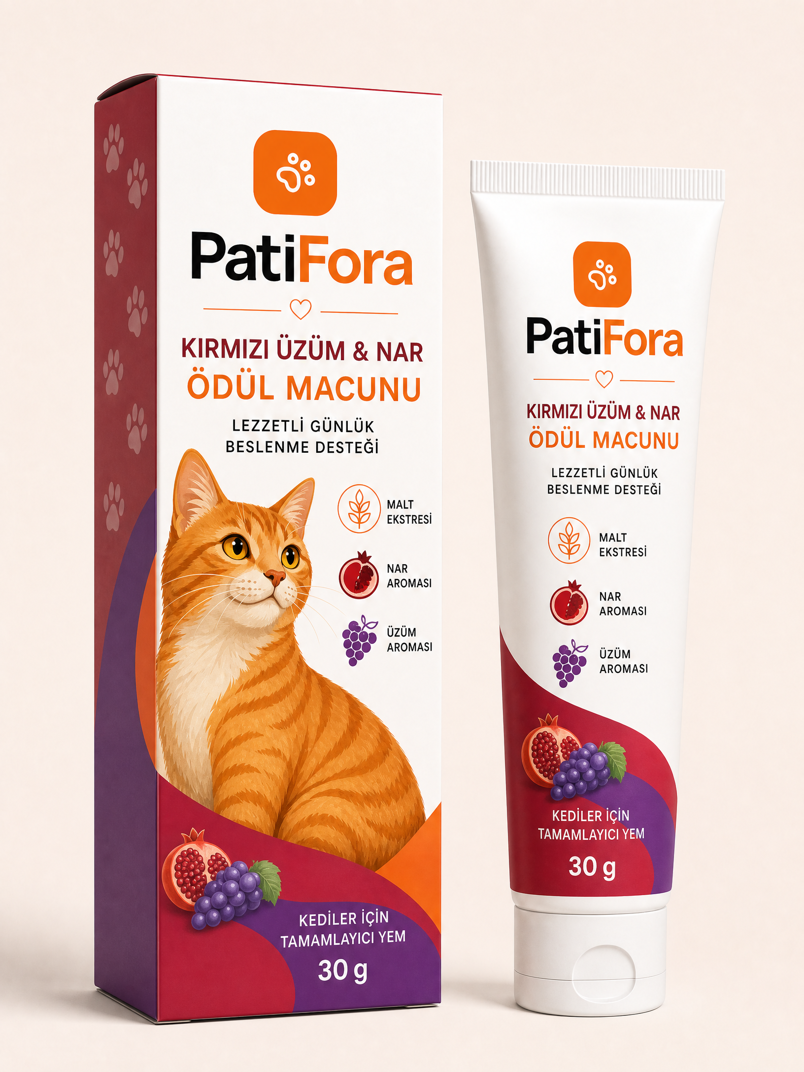 PatiFora Ödül Paste Kirmizi Üzüm & Nar Kutusuz premium 3D packaging
