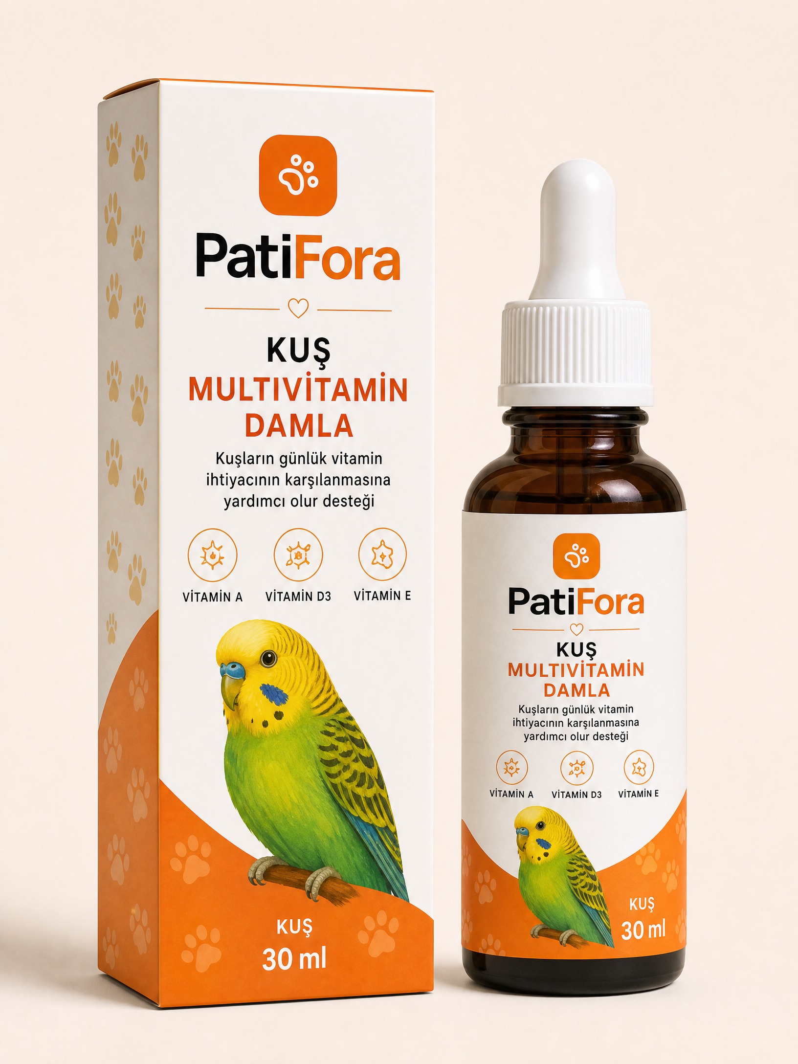 PatiFora Bird Multivitamin Liquid Supplement - 30 ml premium 3D packaging
