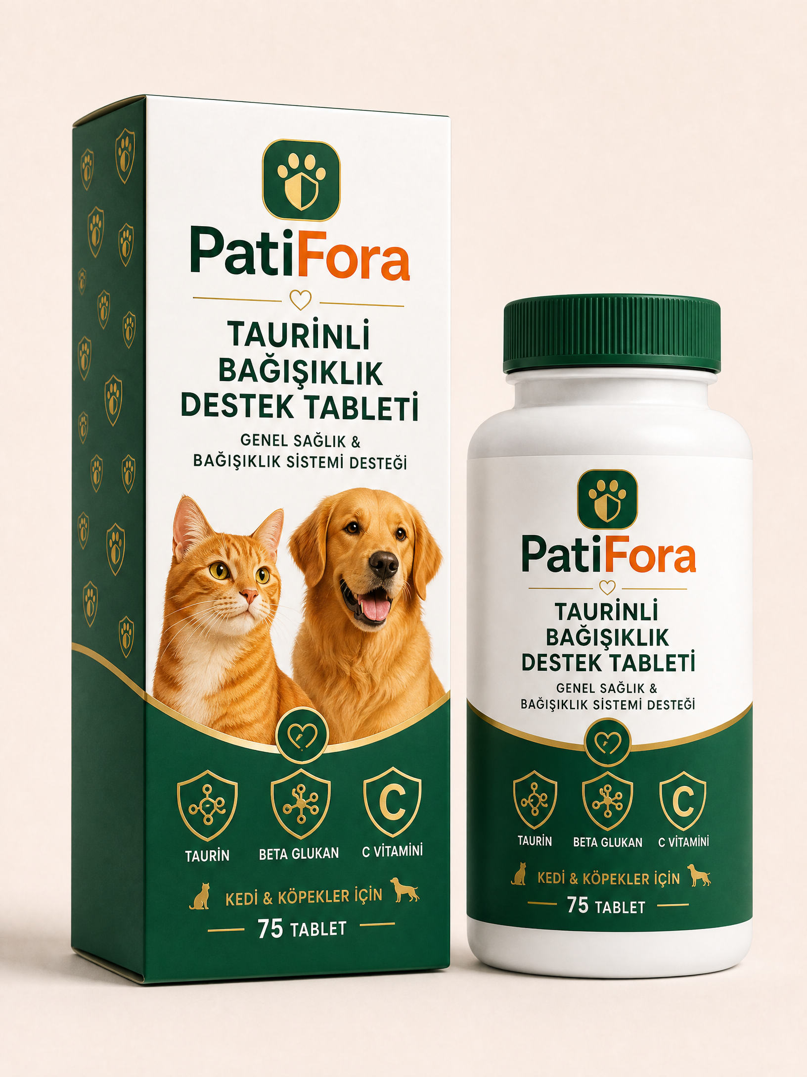 PatiFora Taurine Heart & Eye Support premium 3D packaging