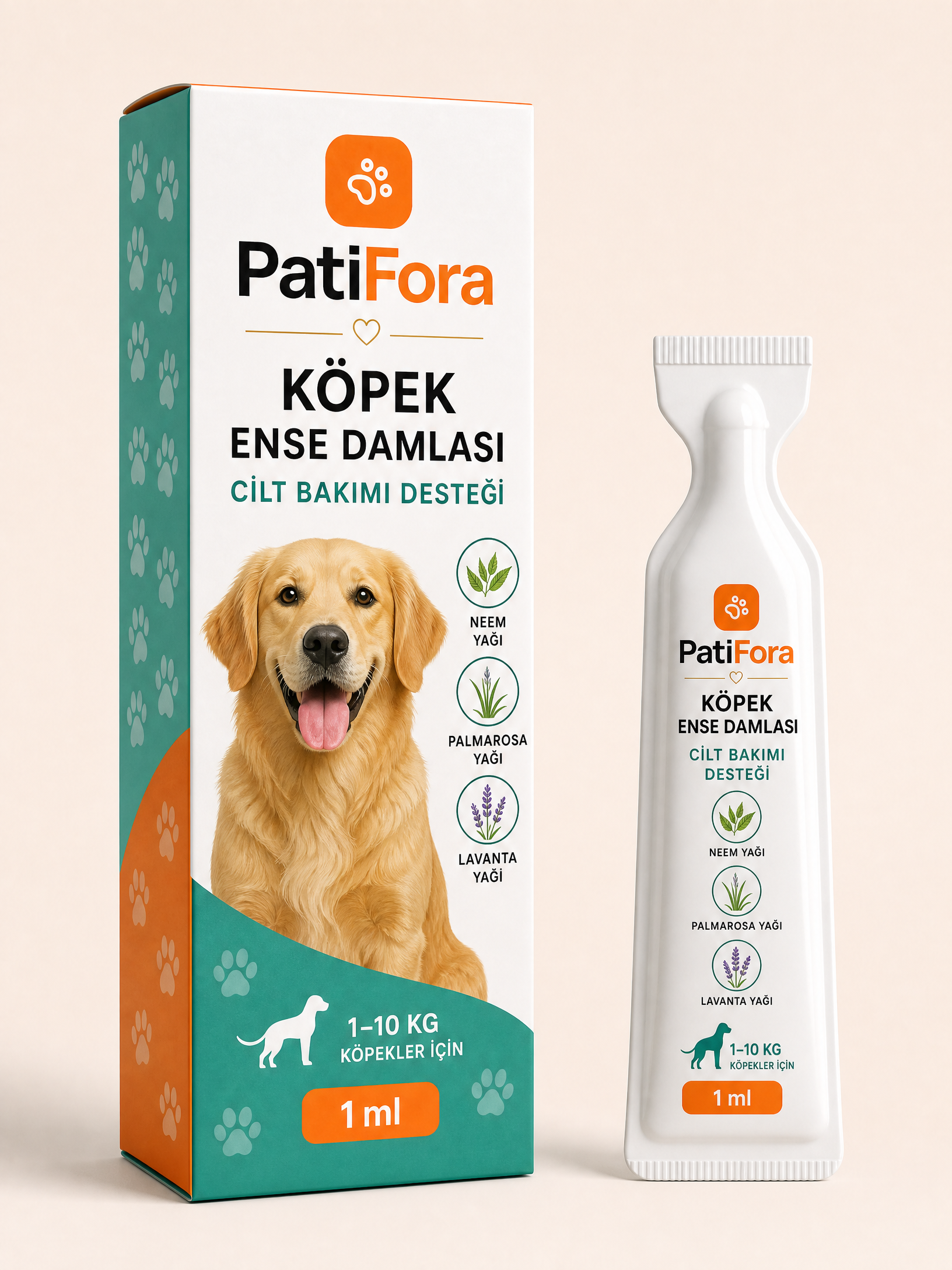 PatiFora Neck Drops for Dogs (1-10 kg) - 4-Pack premium 3D packaging