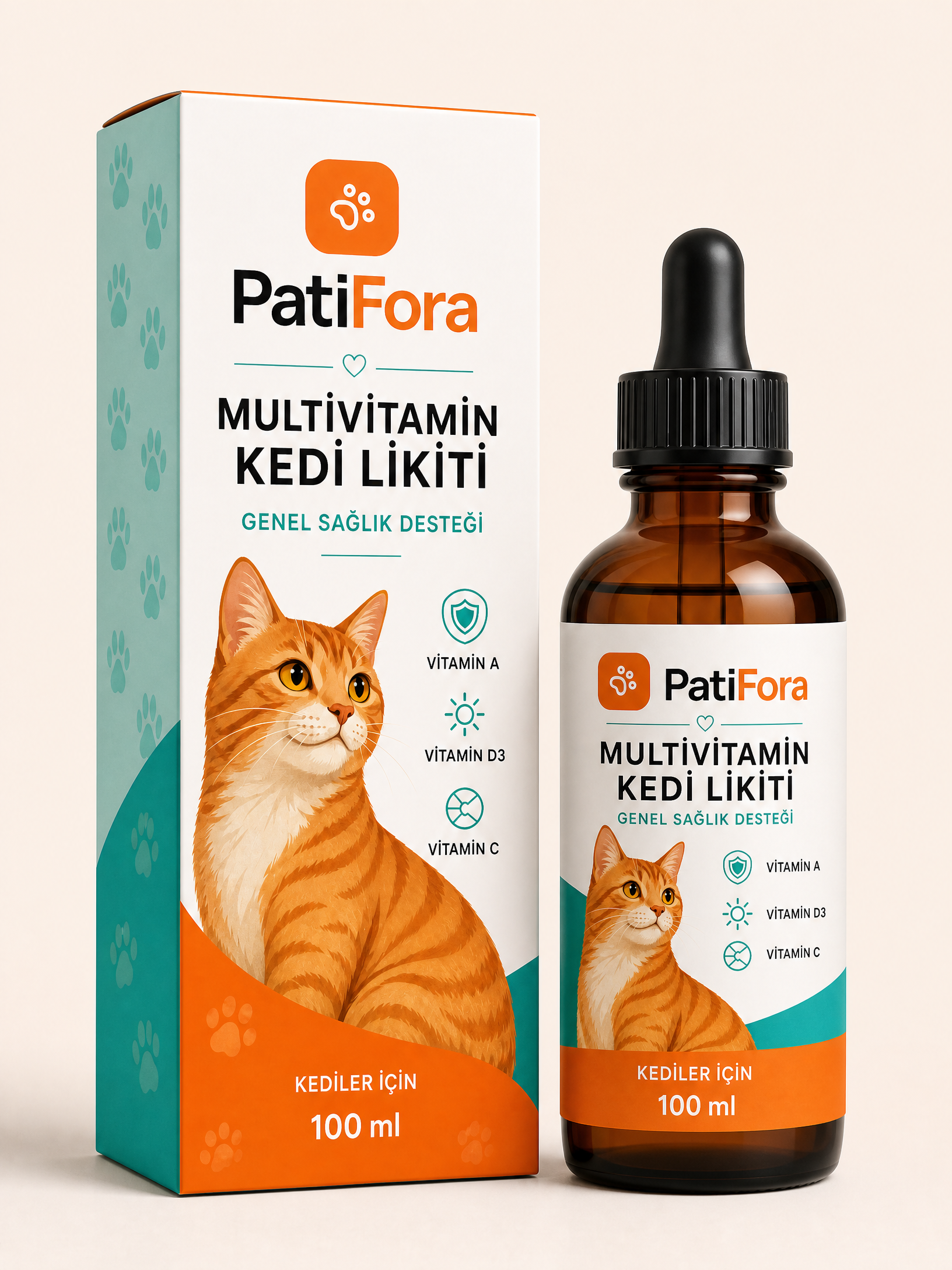PatiFora Multivitamin Support for Kedi premium 3D packaging
