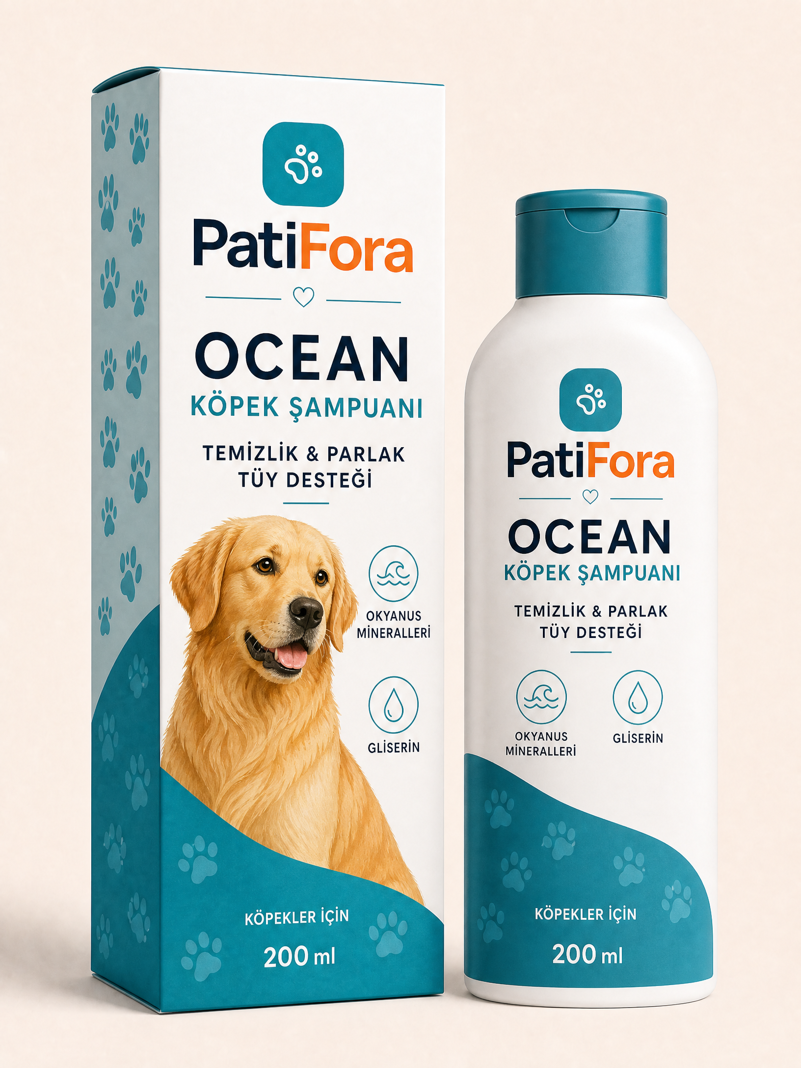 PatiFora Ocean Scented Shampoo for Dogs - 200 ml premium 3D packaging