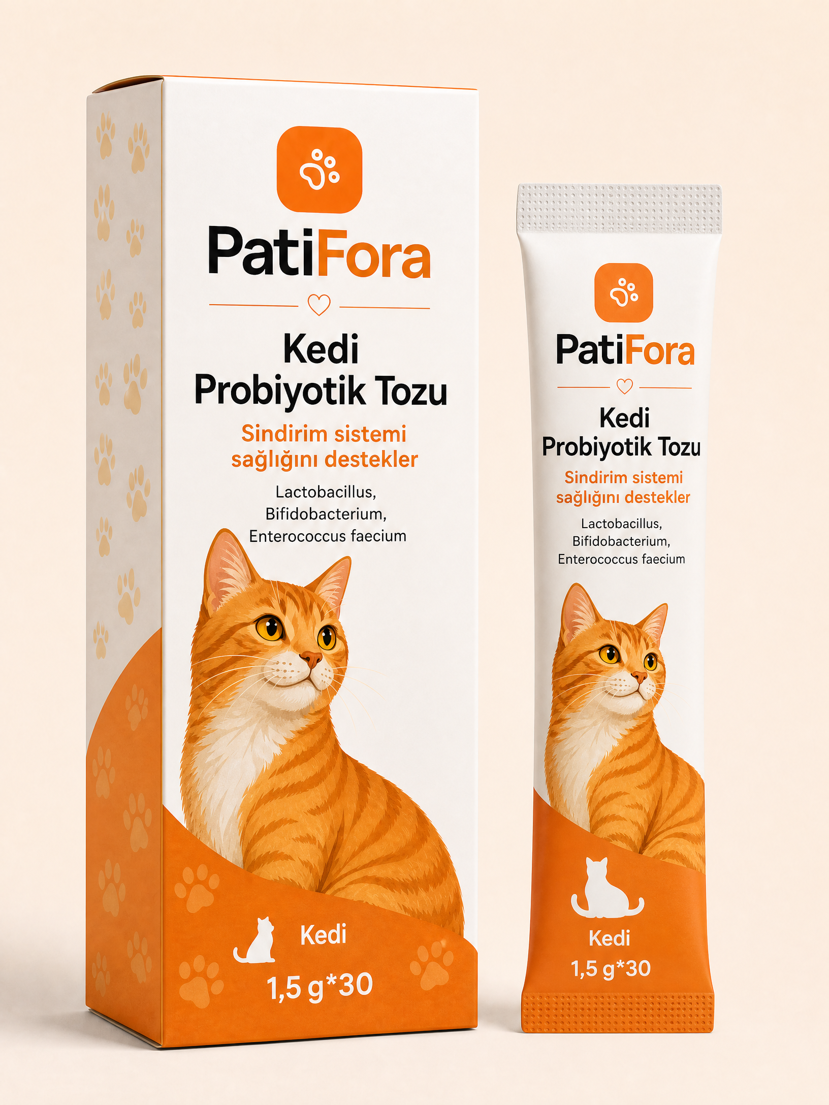 PatiFora Cat Probiotic - Digestive & Immune Support Supplement (30 x 1.5g) premium 3D packaging