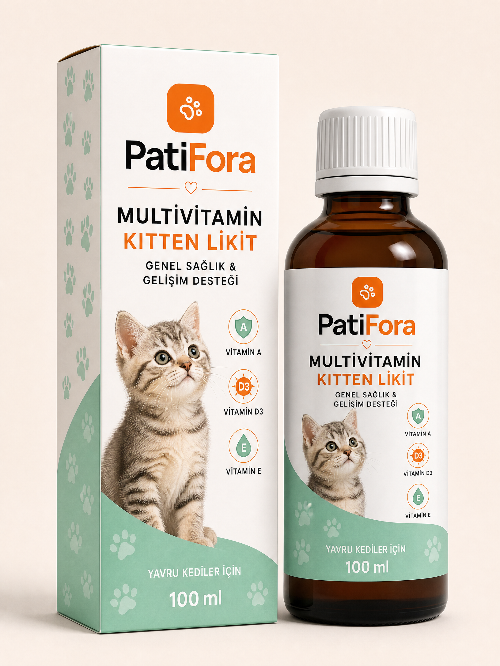 PatiFora Multivitamin Support for Kedi premium 3D packaging