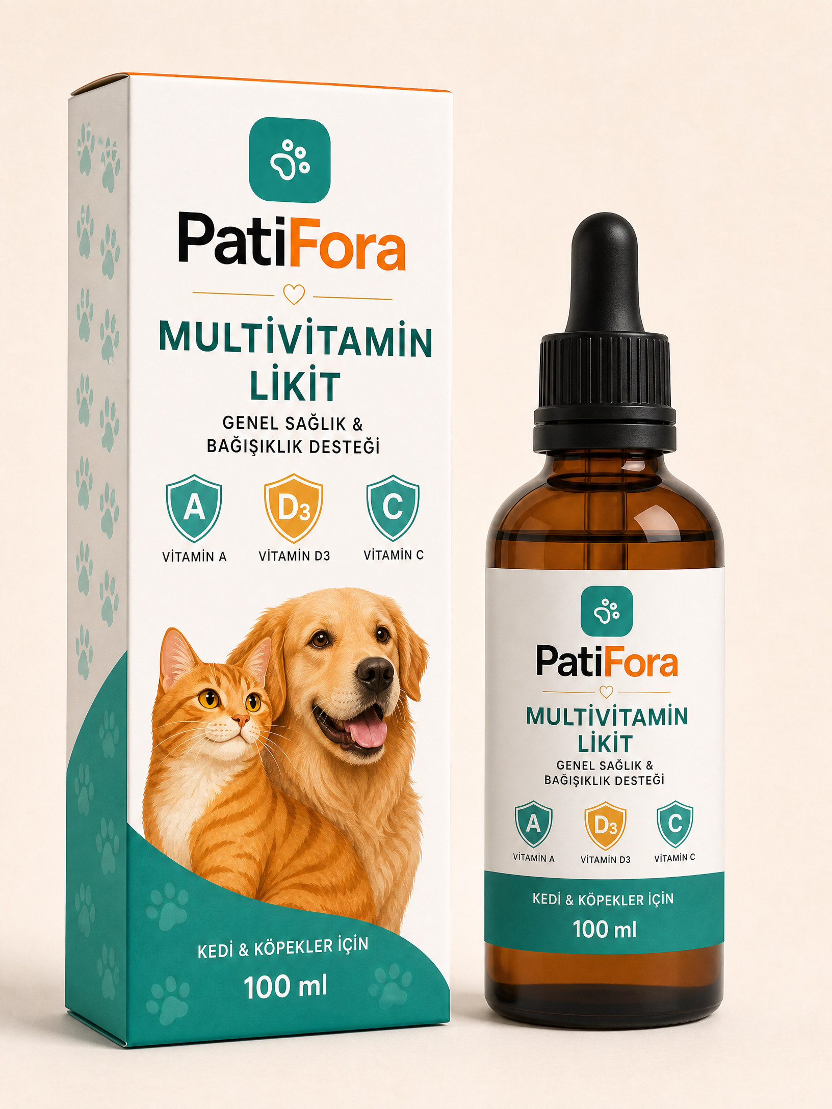 PatiFora Multivitamin Support for Köpek premium 3D packaging
