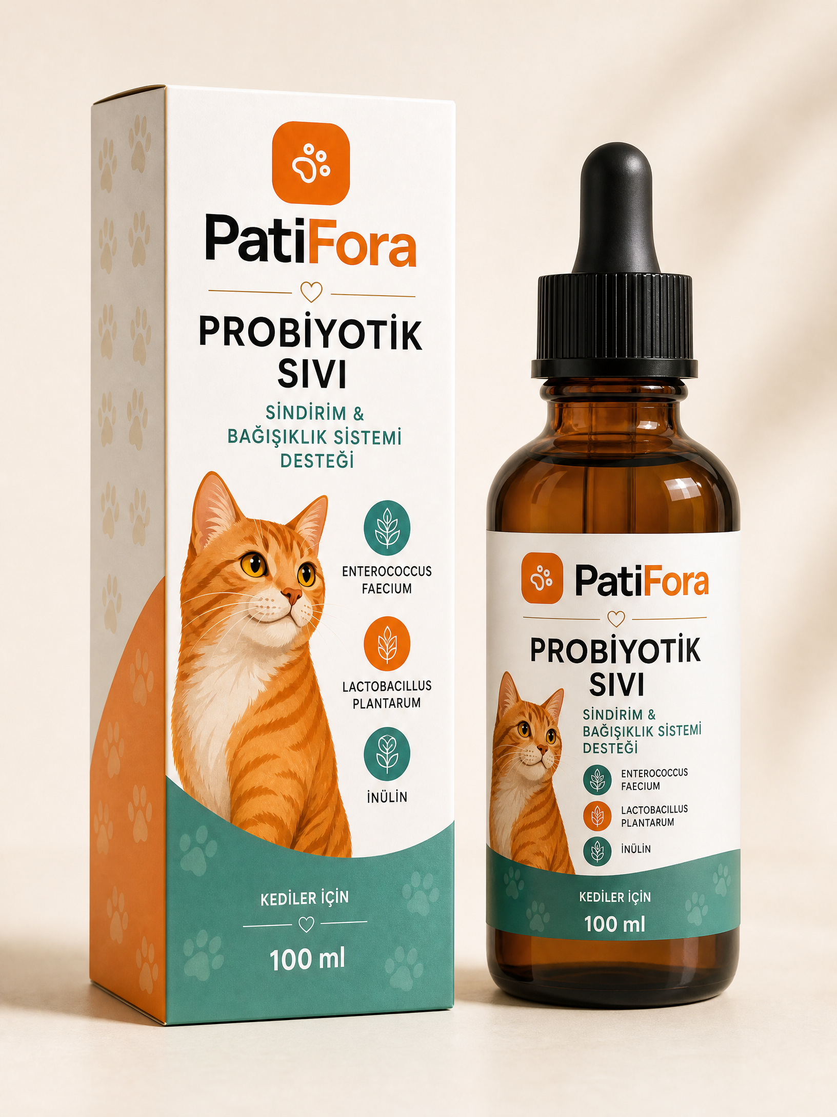 PatiFora Probiotic Support for Kedi premium 3D packaging