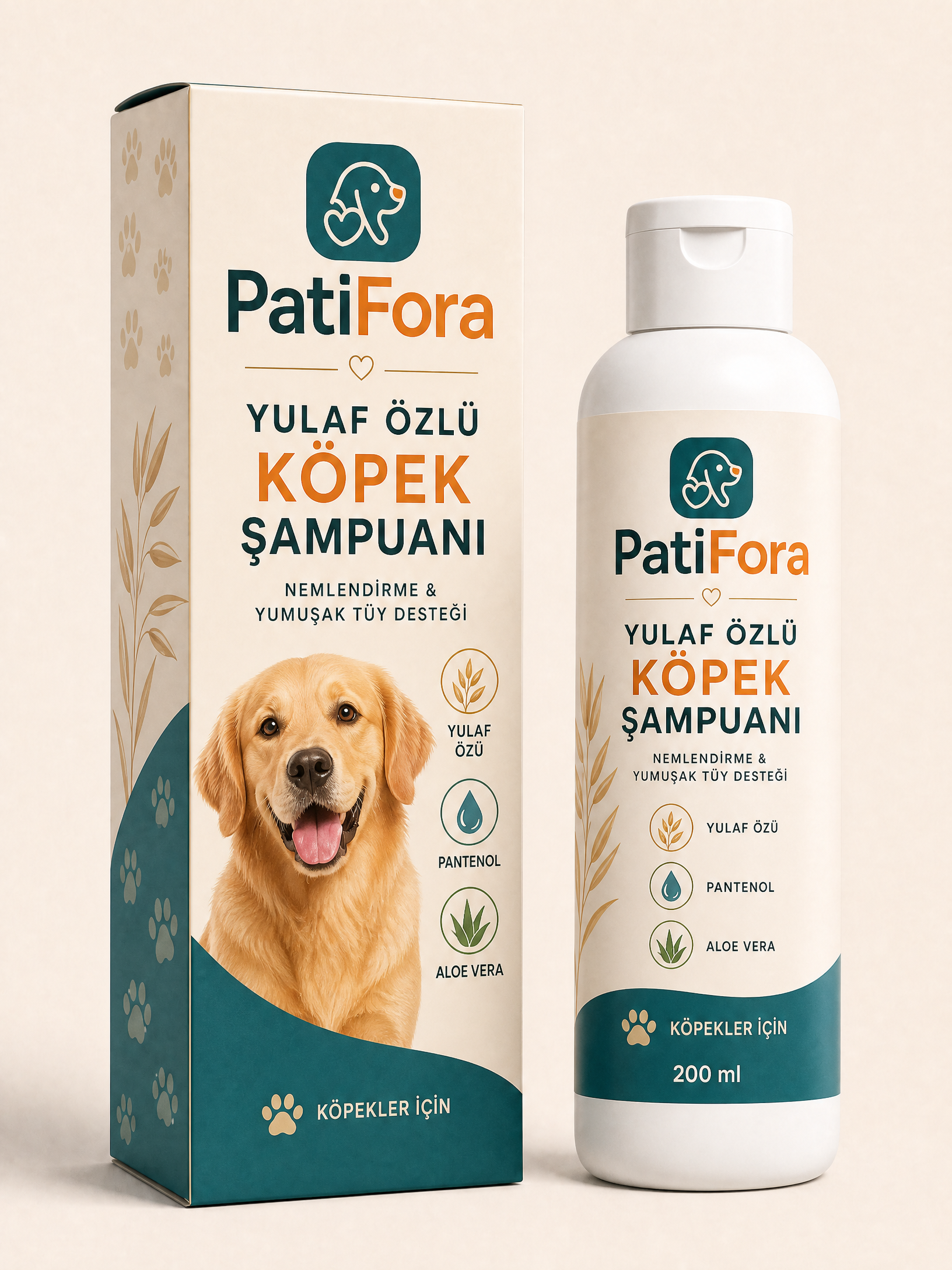 PatiFora Oatmeal Shampoo for Dogs - 200 ml premium 3D packaging