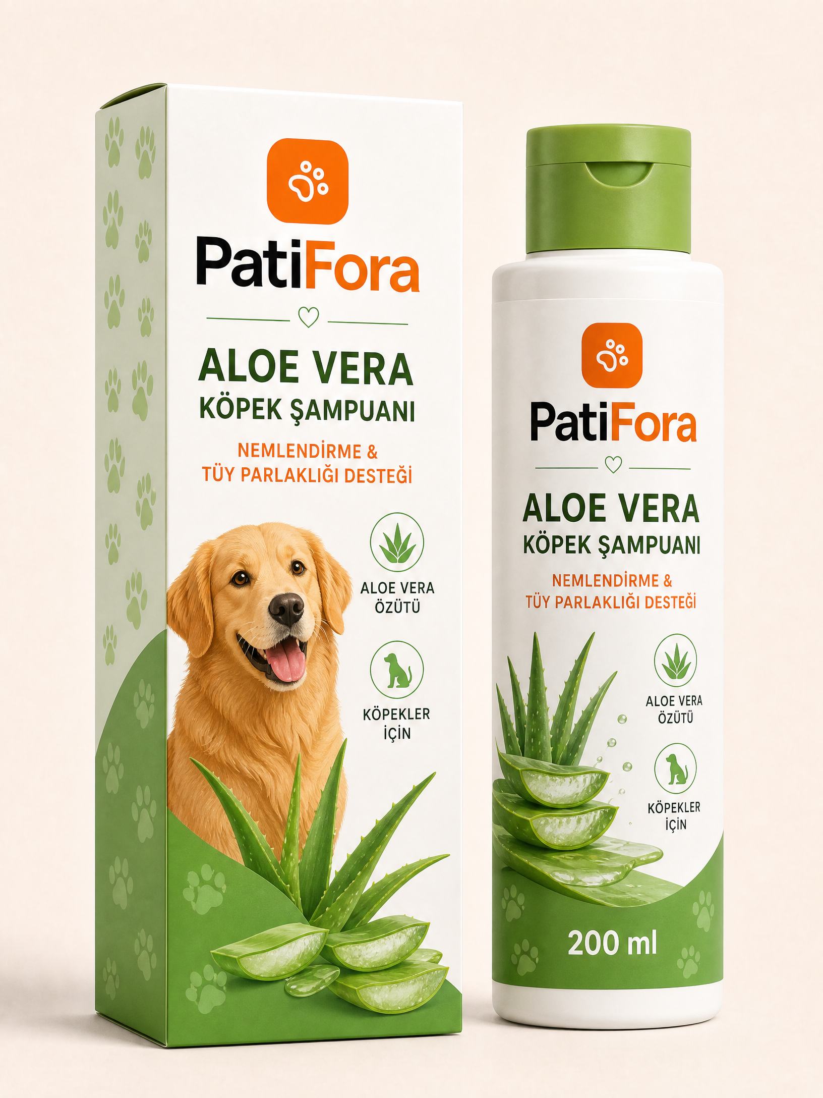 PatiFora Aloe Vera Shampoo for Dogs - 200 ml premium 3D packaging