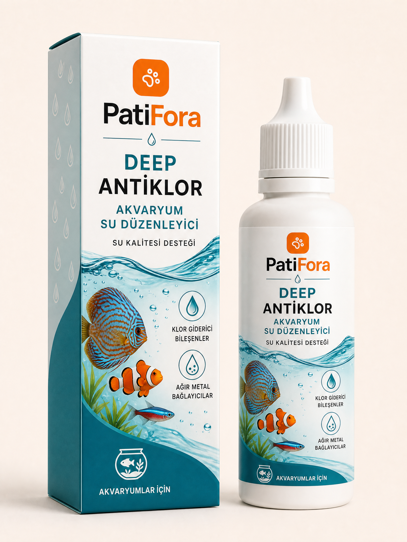 PatiFora Aquarium Chlorine Remover & Water Conditioner - 50 ml premium 3D packaging