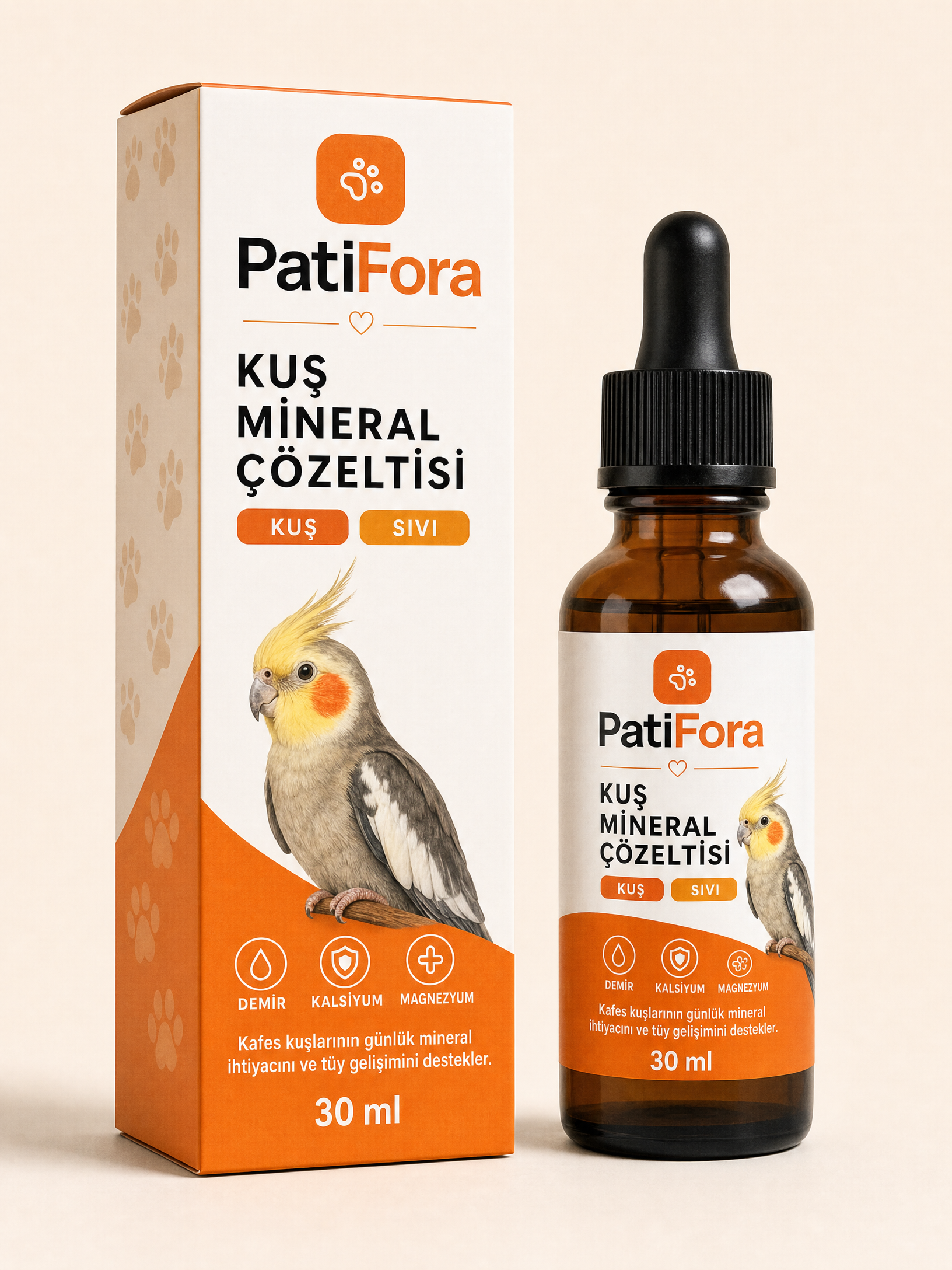 PatiFora Bird Mineral Solution Supplement - 30 ml premium 3D packaging