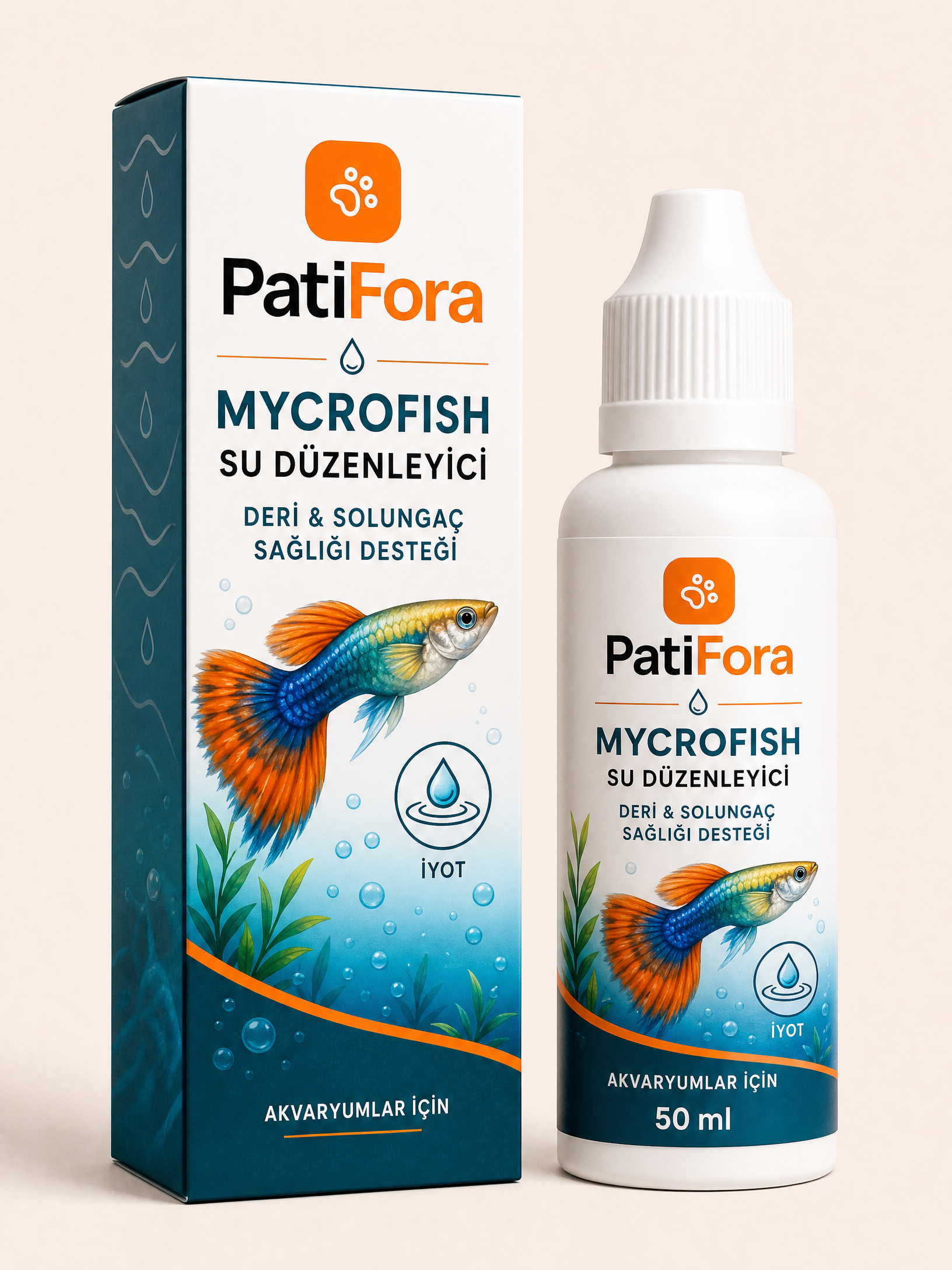PatiFora Fish Fungus & External Support Solution - 50 ml premium 3D packaging
