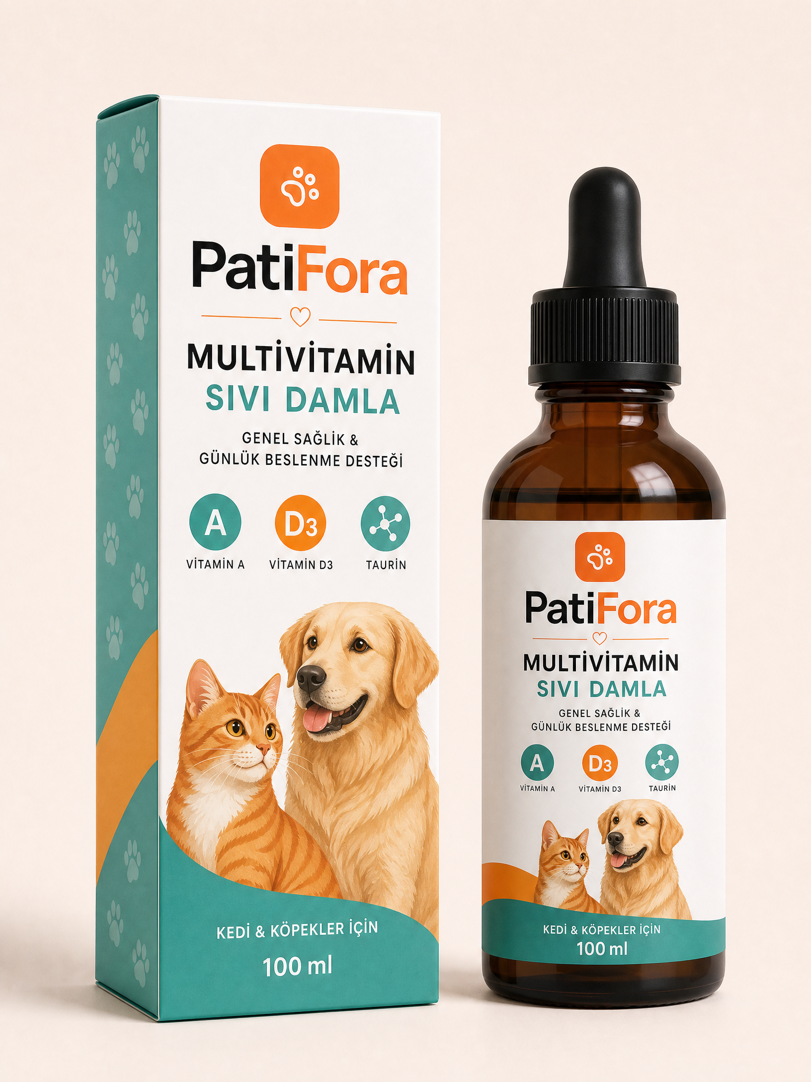 PatiFora Taurine Supplement for Cats premium 3D packaging