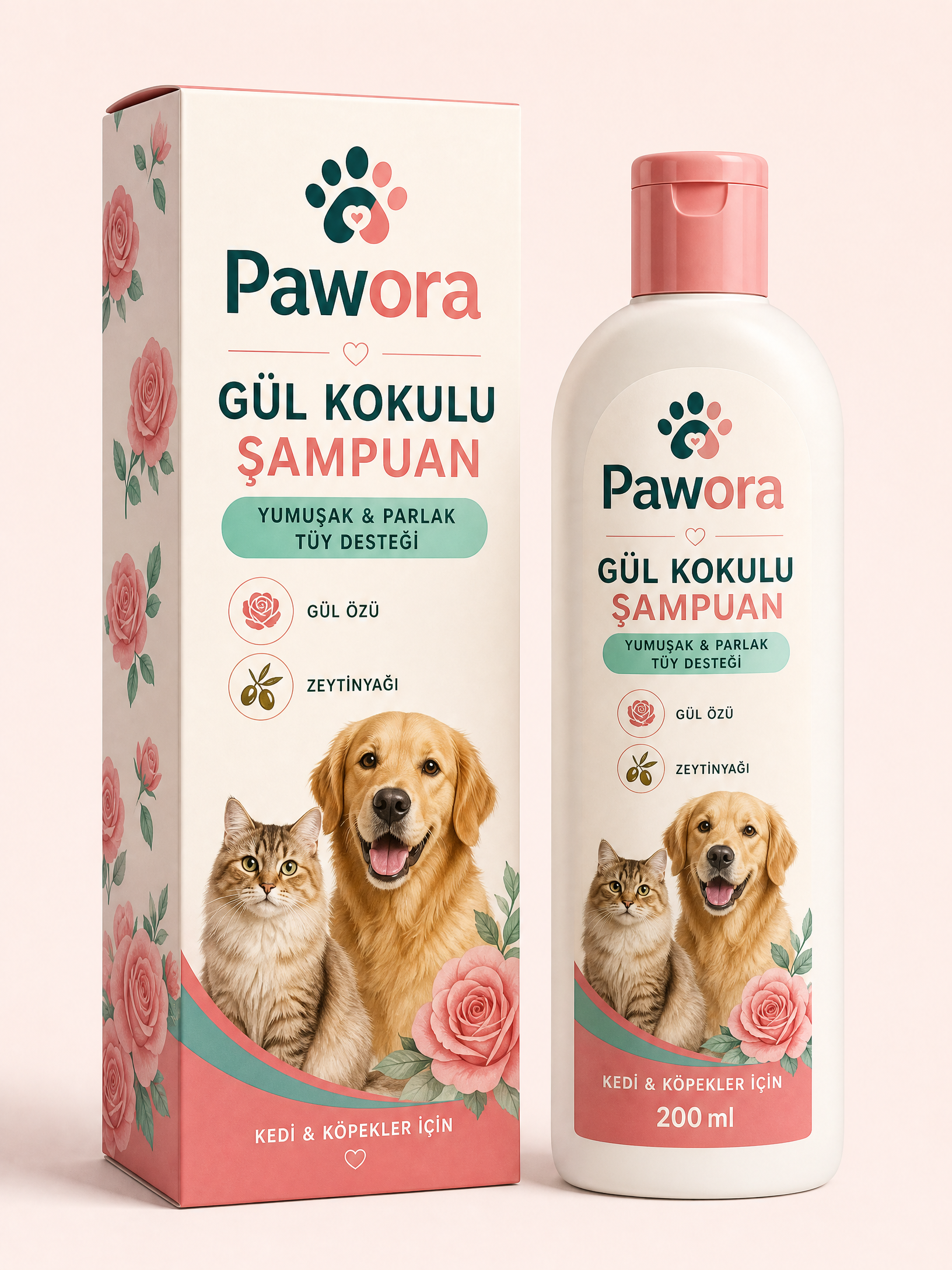 PatiFora Rose Scented Shampoo for Pets - 200 ml premium 3D packaging