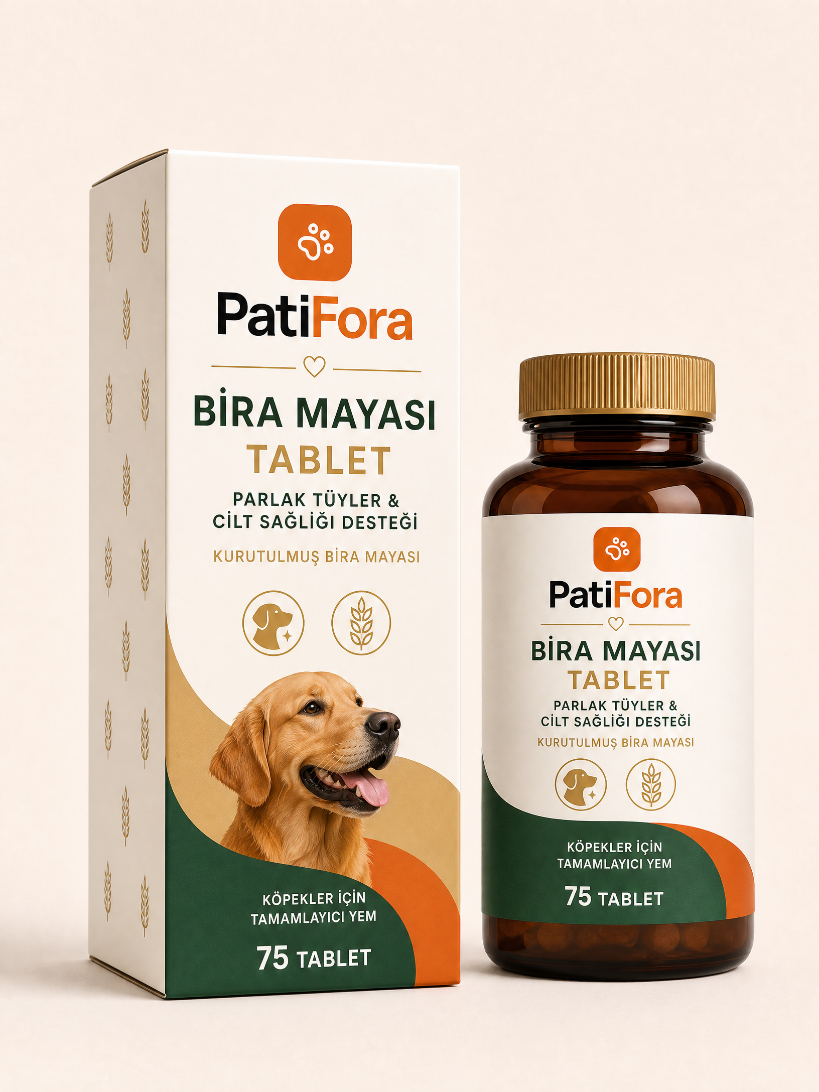 PatiFora Brewers Yeast Skin & Coat Support premium 3D packaging
